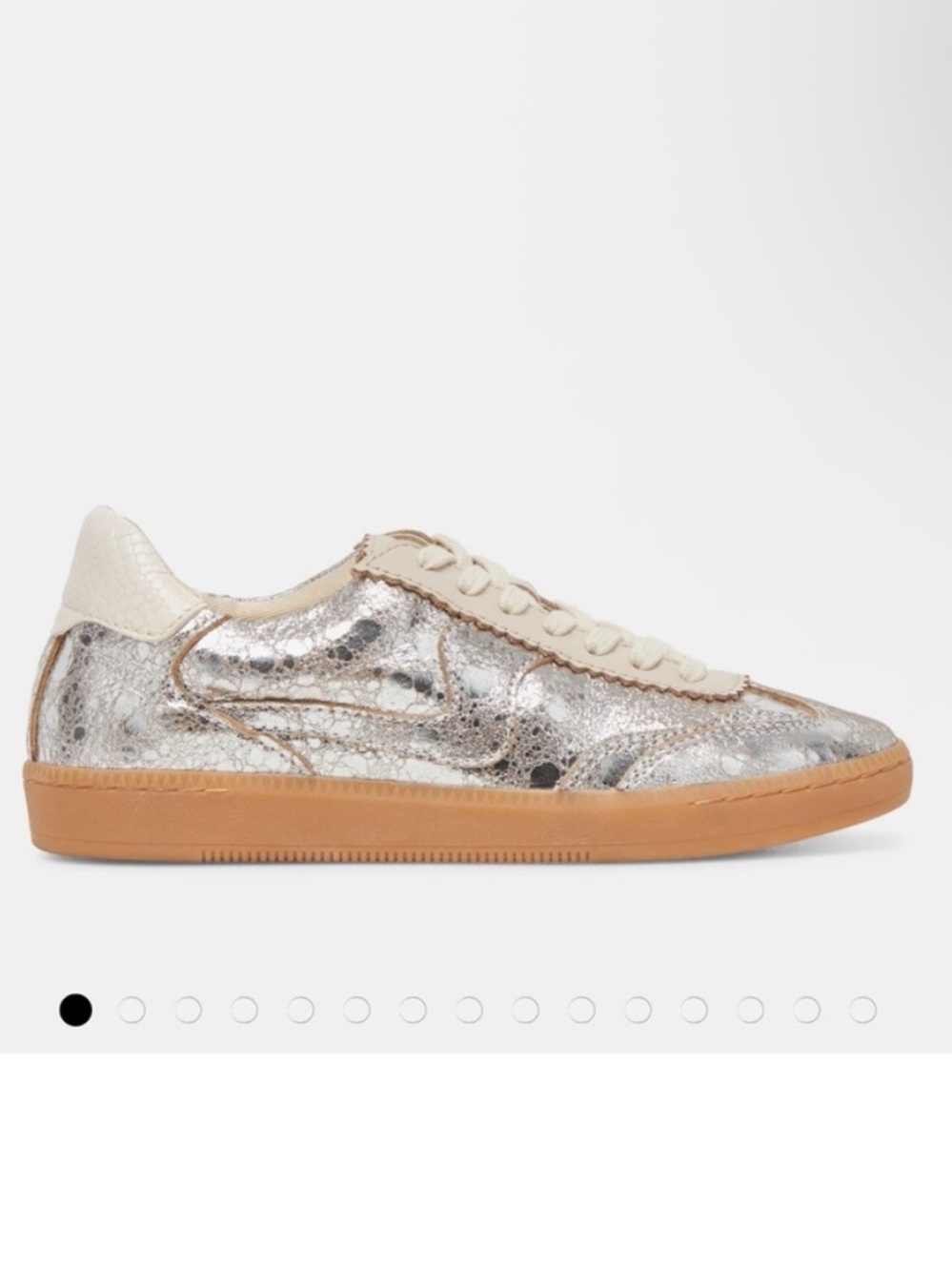 Dolce Vita  Silver Distressed Leather & Cream Sneakers Size 7.5